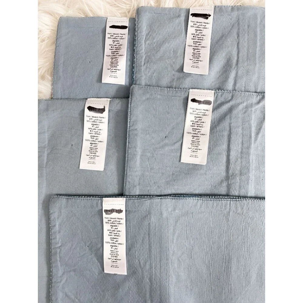 West Elm Cotton Canvas Placemats Blue Bird Set of 5 NEW